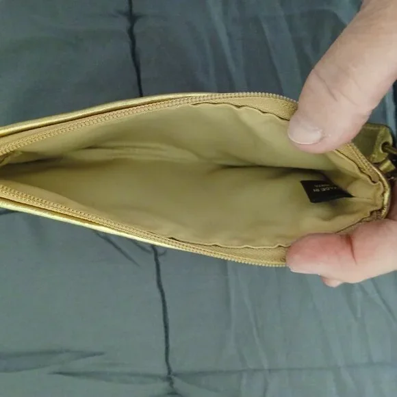 Coach Wristlet in Gold Signature trimmed with Gold Leather and Studs - Picture 4 of 8